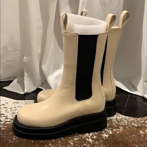 White thick sole boots